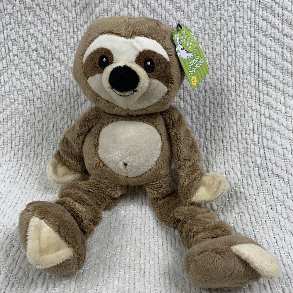 Spark Create Imagine Stretchy Brown Sloth Plush Rattle Squeaker Crinkle‎ HTF NEW